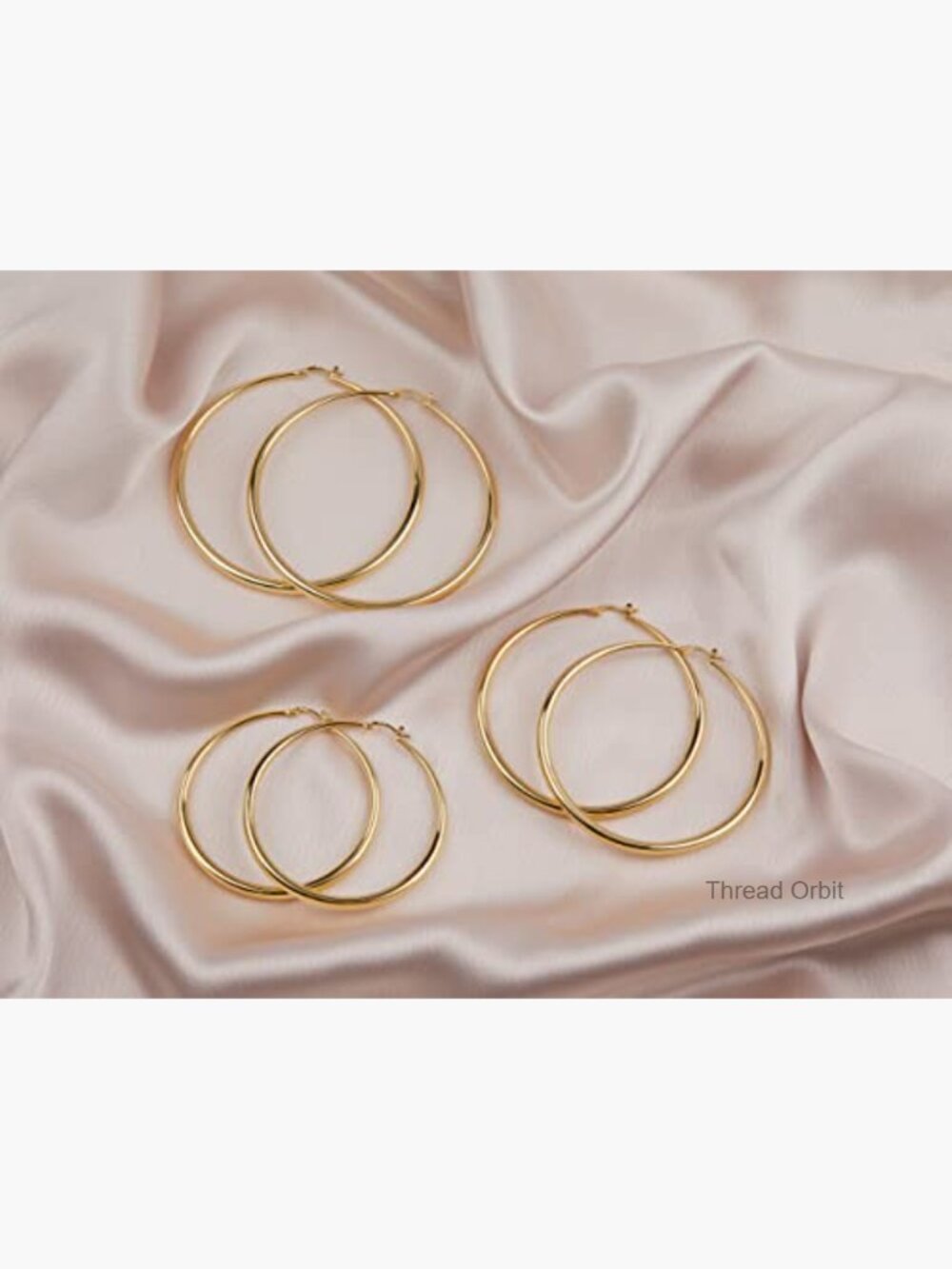 14K Gold Plated Hoop Earrings for Women Graduated Curvature Latch Back - Picture 5 of 7